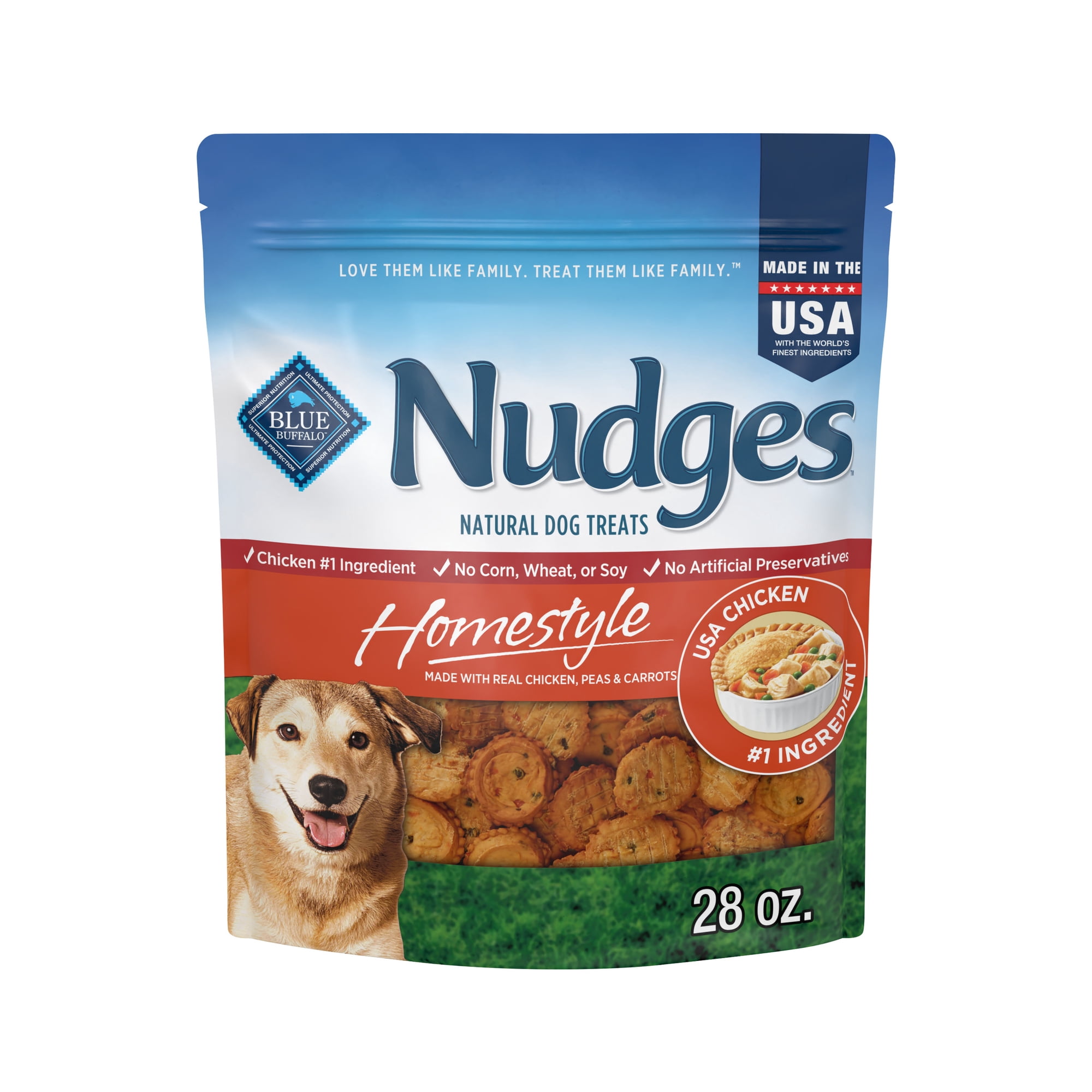 Blue Buffalo Nudges, Natural Dog Treats, Chicken Pot Pie Recipe, 28oz Bag
