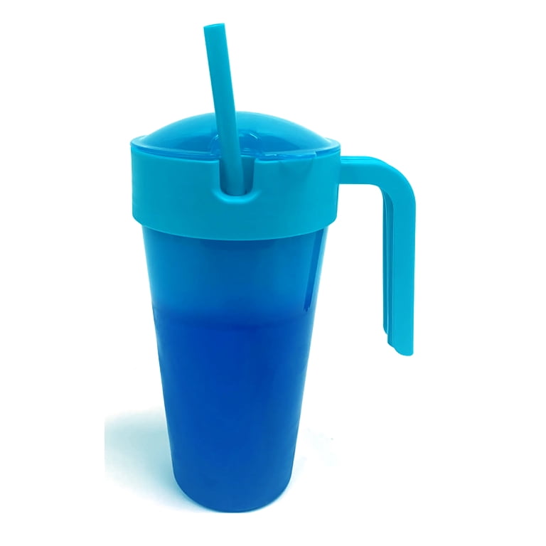 Mainstays 24 oz Plastic Snack Tumbler with Straw, Blue, Color