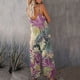 thumbnail image 5 of ICHUANYI Liquidación Moda Mujer Cami V-Cuello Sin Mangas Casual Bolsillo Suelto Impresión Mono Largo ICHUANYI WER202308231156, 5 of 7