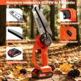 NEXPOW Motosierra Portátil de 16CM, Cortadora de Mini Motosierra Eléctrica Inalámbrica de Una Sola Mano con Batería de 24 Volts con 2 Baterías y 2 Cadenas, Nueva, imagen 2