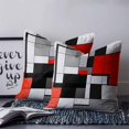 thumbnail image 3 of Black Red Geometric Throw Pillow Covers, Soft Pillowcases with Invisible Zipper, Red White Abstract Art Modern Decorative Square Pillow Cushion Covers for Living Room Couch Sofa Bed 18x18 Inches, 3 of 8