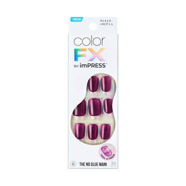 KISS imPRESS Color FX  Short Squoval Press-On Nails, Pink, 30 Pieces