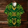 thumbnail image 6 of St Patrick's Day Shirt for Men Oversized Button Down Irish Shamrocks Print Lapel Short Sleeve Shirts Summer Collared Hawaiian Beach T Shirts, 6 of 8