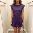 thumbnail image 5 of vigerkar Summer Dresses for Women V Neck Cap Sleeve Ruffle Hem Smock Short Dress (Purple, XXL), 5 of 9