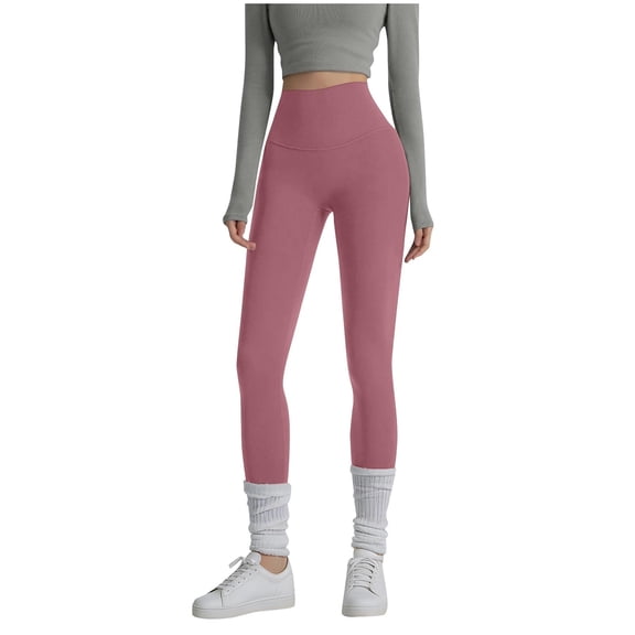 Hurxie Compression Leggings for Women Tummy Control No Front Seam Leggings with Pockets for Women Workout Yoga Pants Pink,XL
