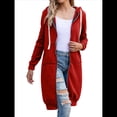 thumbnail image 1 of Sudadera con Capucha y Cremallera para Mujer, Chaqueta Informal de Larga para Otoño, Chaquetas Largas de Otoño con Bolsillos, Túnica Gran Rojo XL, 1 of 9