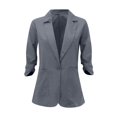 thumbnail image 5 of IYYVV 2026 Summer Linen Blazer Women 3/4 Sleeve Lightweight Suit Jacket Elegant Casual Cotton Blend Work Blazers Cardigan Dark Gray XL, 5 of 10