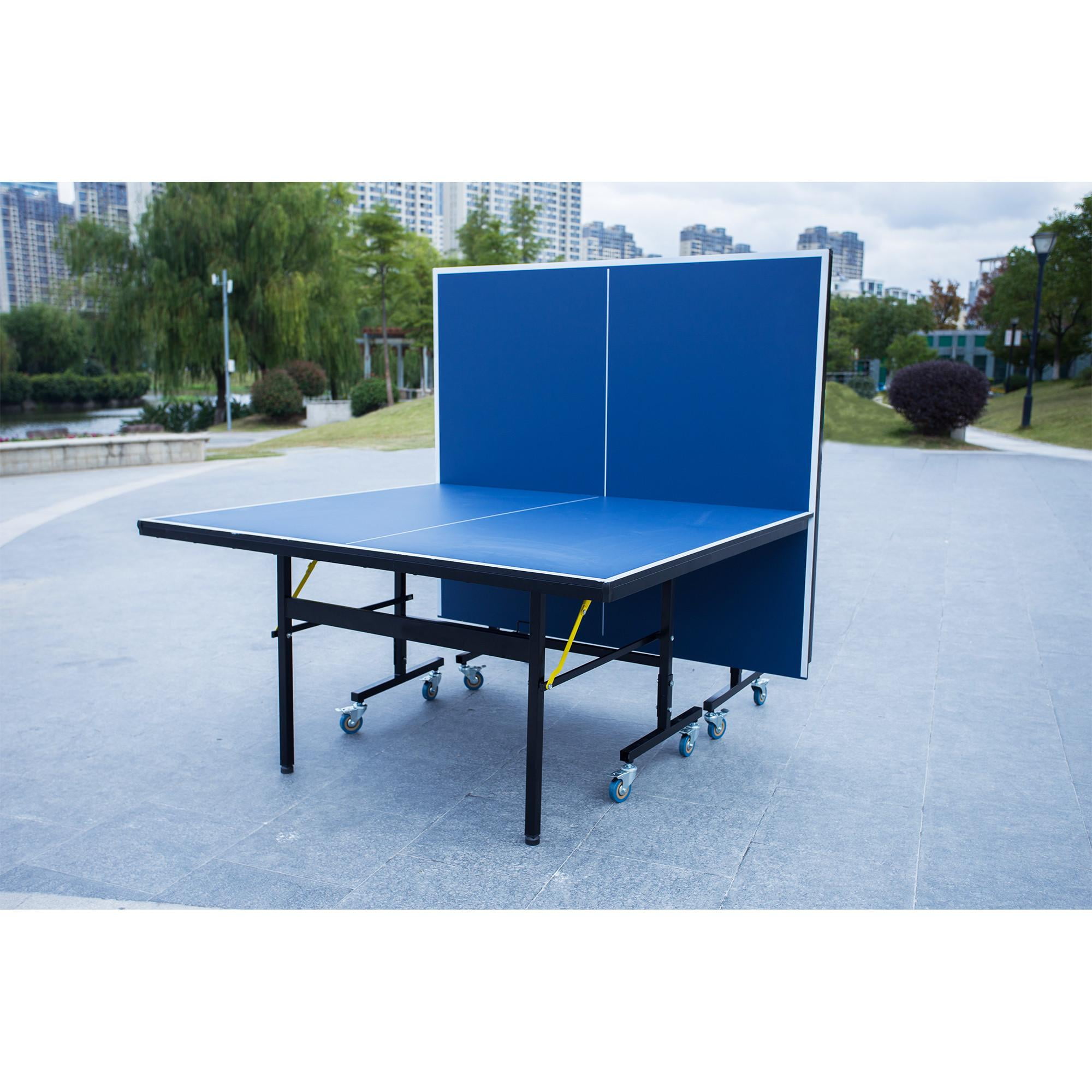 IDEALHOUSE Portable Table Tennis Table, Mid-Size Ping Pong Table for Indoor  Outdoor Foldable Table Tennis Table with Net, Blue, No Assembly Required