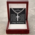 thumbnail image 2 of 7th Anniversary Necklace for Husband 7 Years Anniversary Jewelry for Him Men Cuban Link Chain with Cross Pendant, 2 of 9