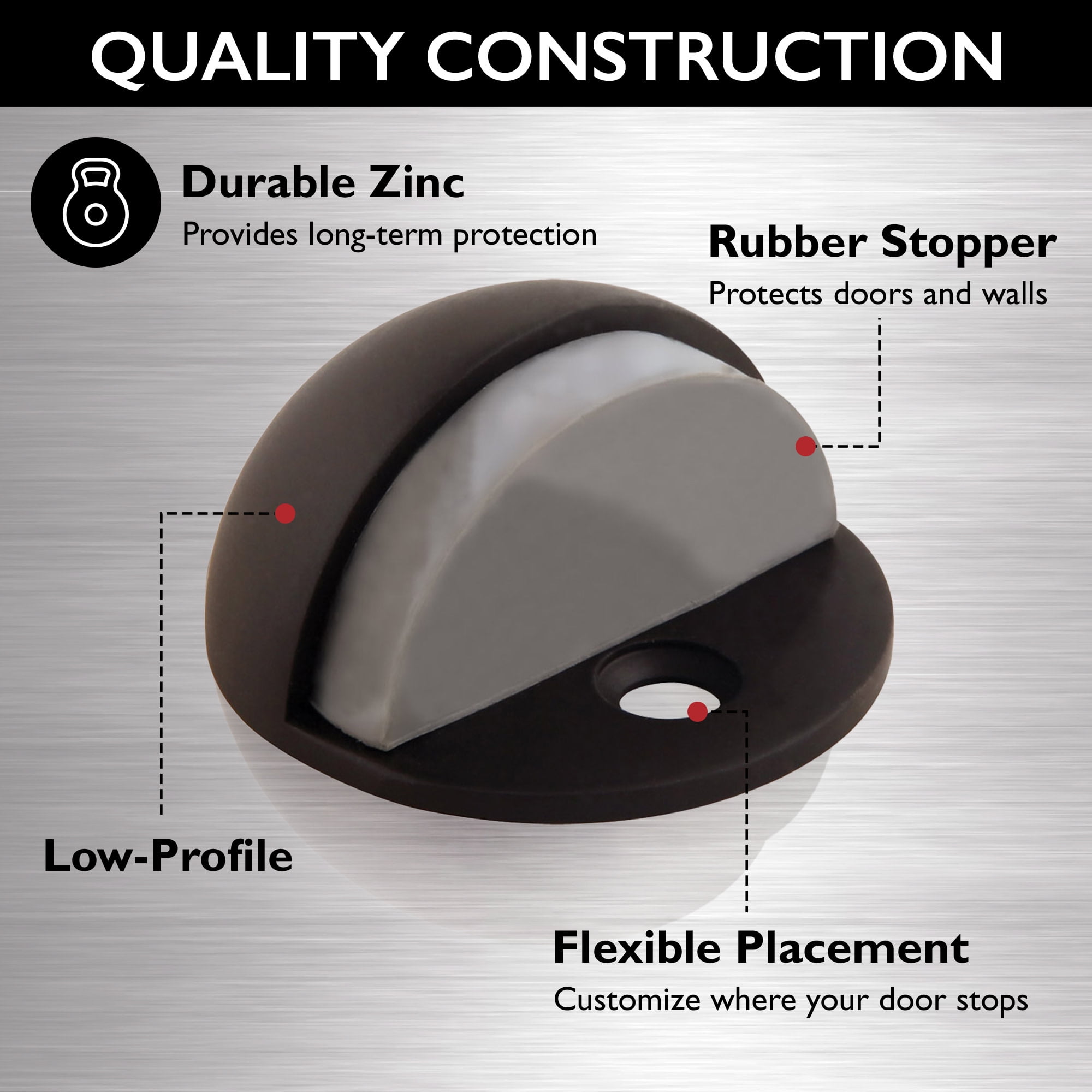 Design House Dome 10-pack Floor Mount Door Stop Wall Protectors with Rubber Stopper, Oil Rubbed Bronze