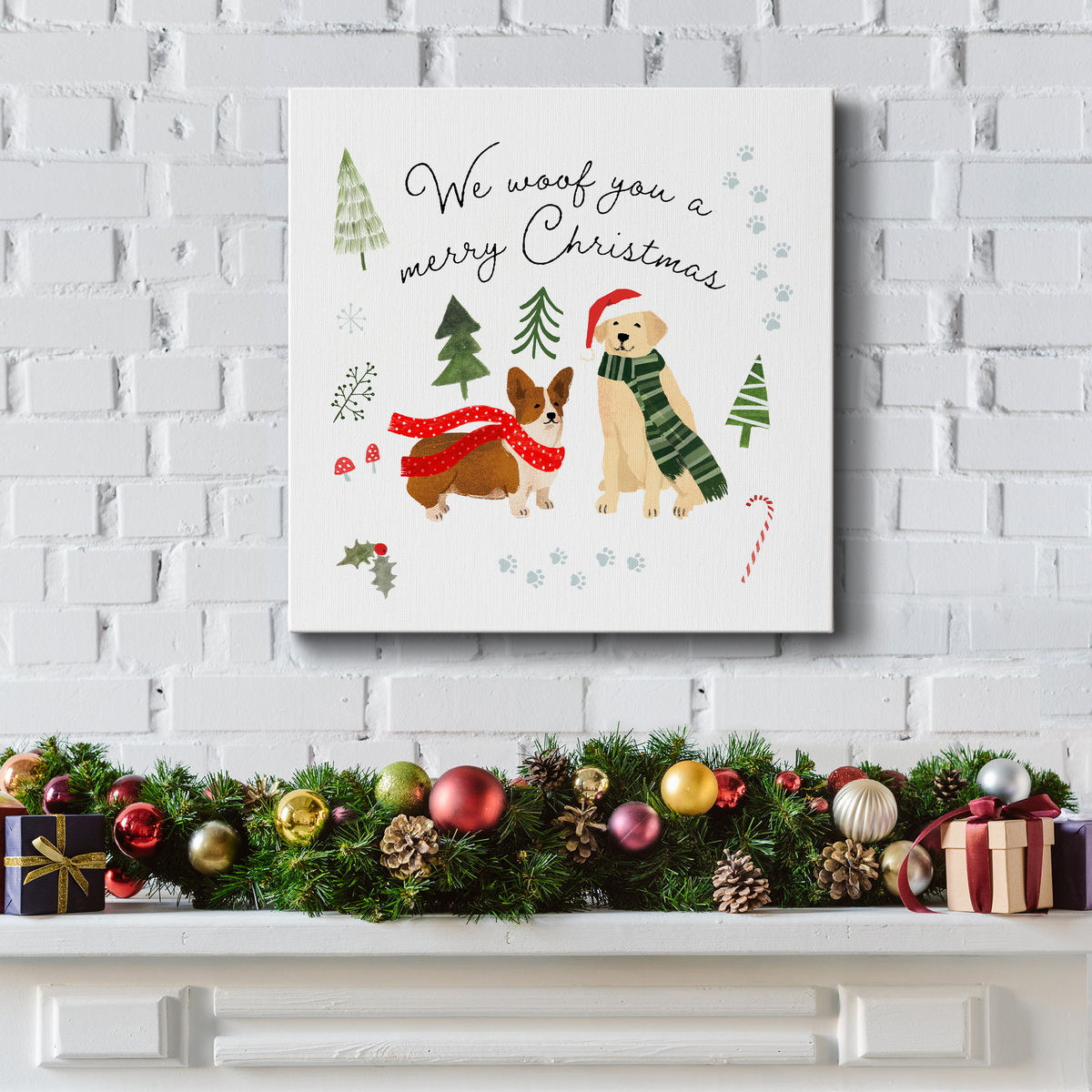 Holidogs I- Gallery Wrapped Canvas