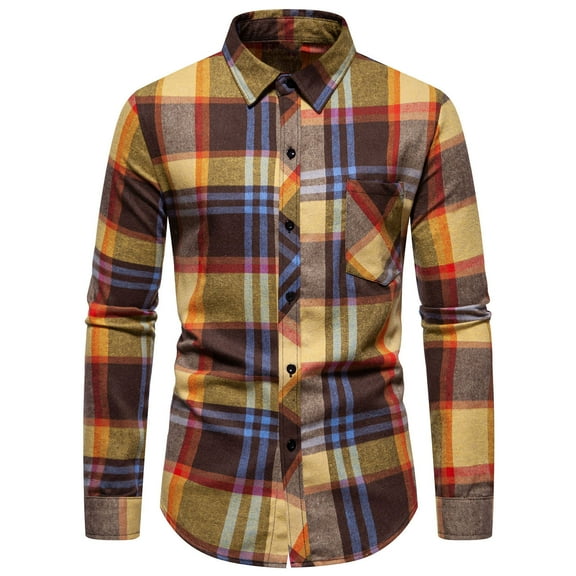 guisaled Mens Plaid Shirts Button Down Casual Dressy Shirts Cotton Long Sleeve Shirts Slim Regular Fit Business Office