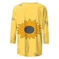 thumbnail image 4 of CYMMPU Women's Business Work Blouses Tunic Tops Floral Printed 3/4 Length Sleeve Basic Tees Vintage Summer Fall Crewneck Swing Shirts 2025 Clothes Yellow XXXXXL, 4 of 5