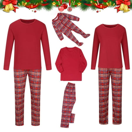 

Valentine s Day Deals 2022! Merry Christmas Family Matching Pajamas Sets Plaid Deer Print Holiday Xmas Pjs Sleepwear For Family Baby Suits