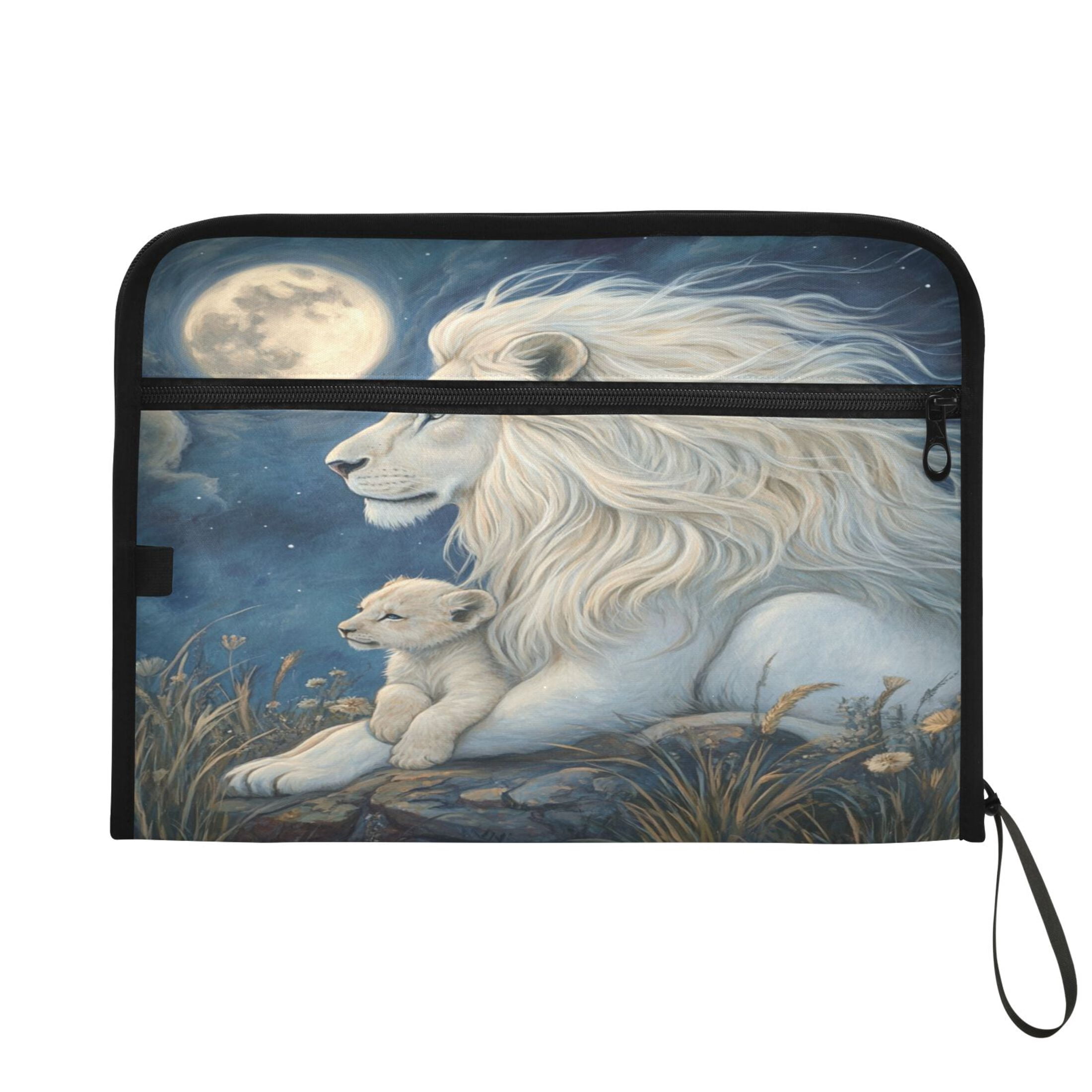 WOBOGO White Maned Lion Expanding File Folder Letter Size Accordion Filing Organizer 13 Pocket Separate Organ Pocket