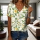 thumbnail image 4 of Blusa Zhyaj de manga corta con cuello en V y estampado floral bohemio para mujer, 4 of 6