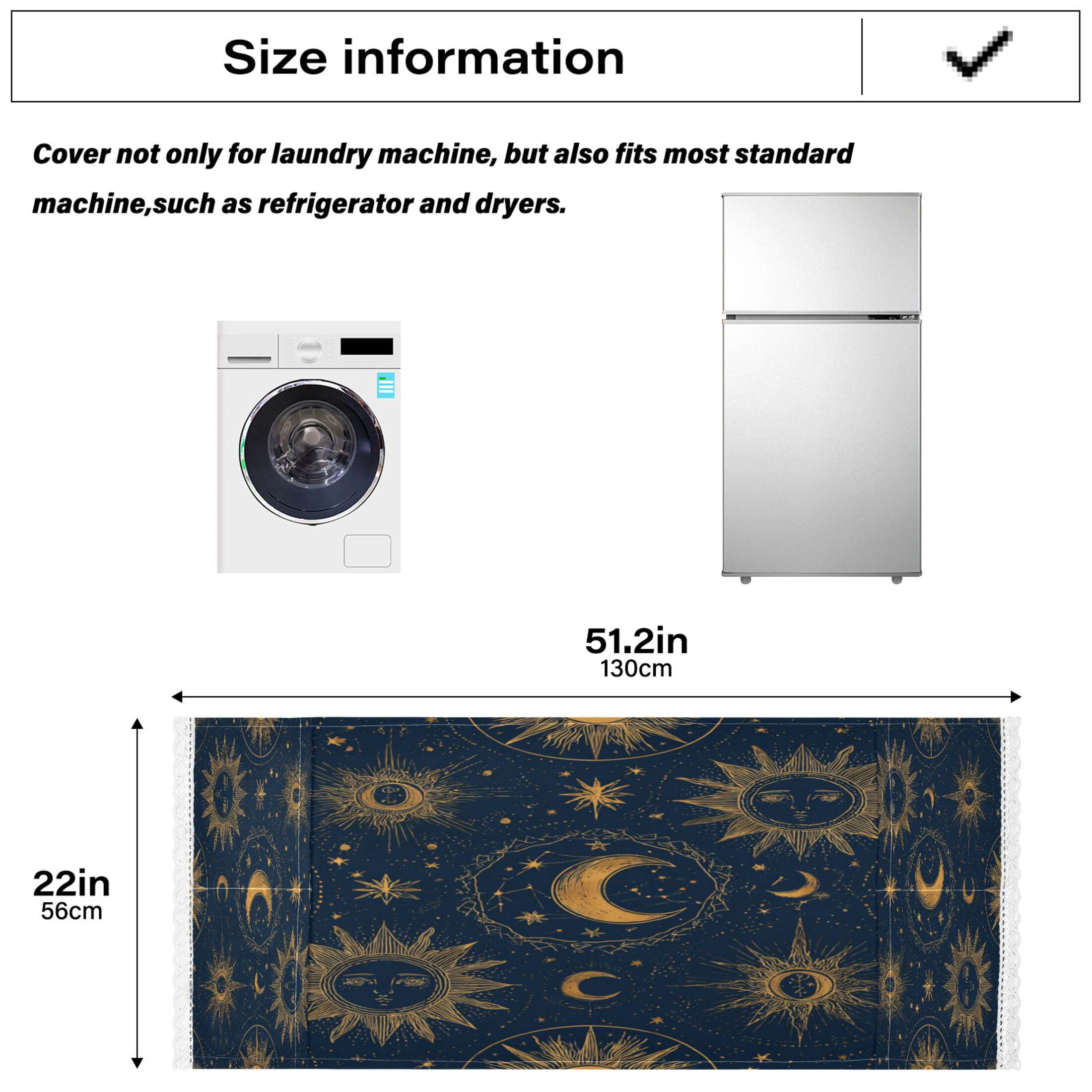 Wobogo Celestial Sun Moon Washing Machine Cover Dustproof Washer Dryer Cover Waterproof Laundry Room Decorative Protector