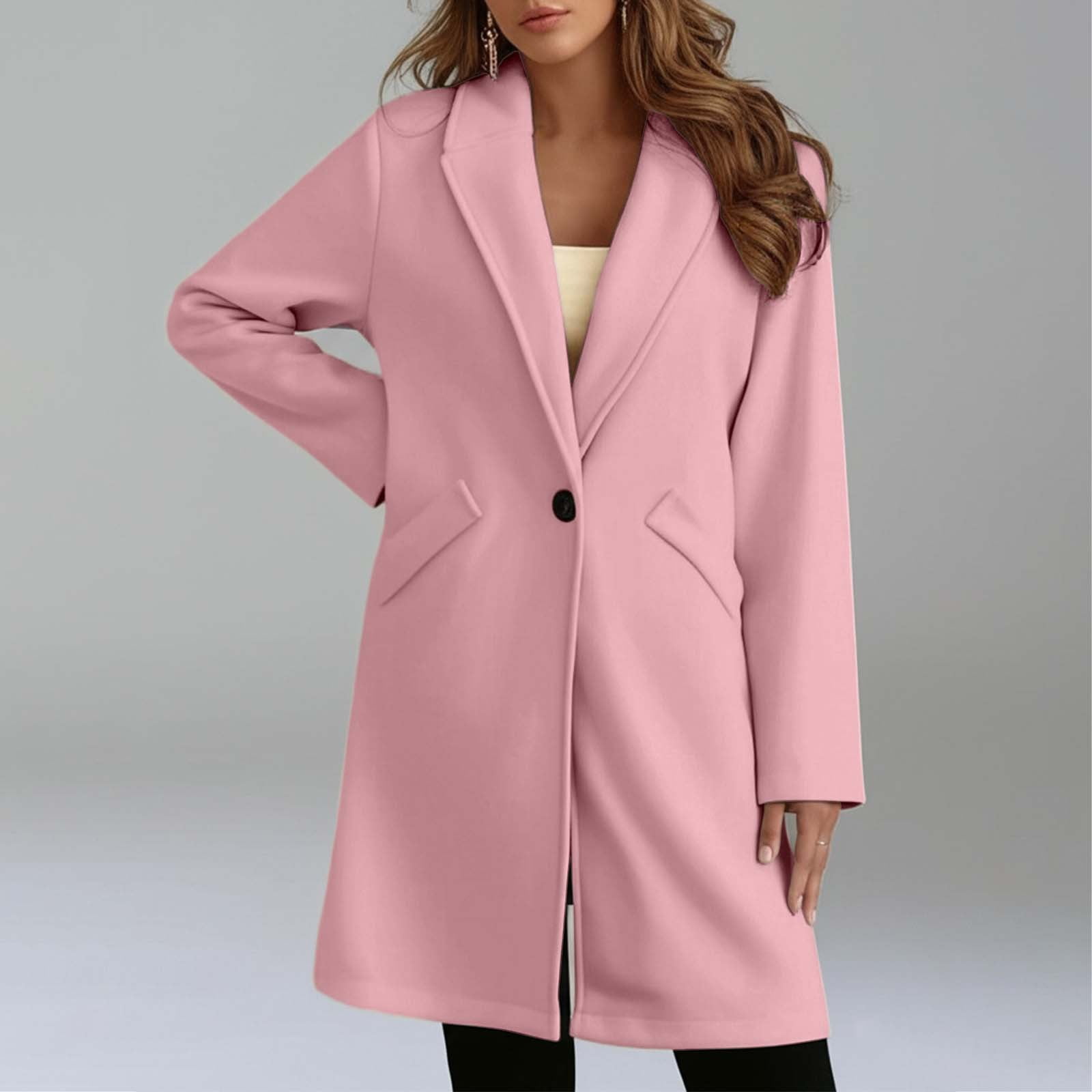 Women's Wool Blend Longline Notch Lapel Coat Classic Tailored