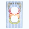 thumbnail image 2 of Metal Light Switch Plate Cover Colorful Macaroon Stack Striped Wallpaper Blue CAK052, 2 of 13