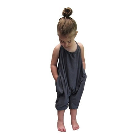 

DNDKILG Baby Toddler Clothes Sleeveless Jumpsuit for Girls Romper Gray 1Y-7Y 80