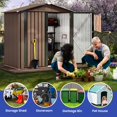 thumbnail image 6 of ModFusion 6' x 4' Odorless & Waterproof Shed & Outdoor Storage: 2 Door, Lock, Vent Window, Gable Roof, Large Galvanized Metal, Ideal for Storing Trash Bin, Sports and Recreational Equipment, Brown, 6 of 11