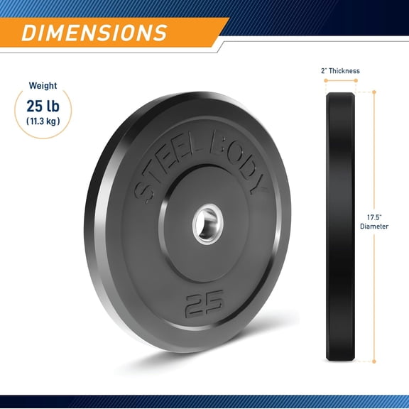 Olympic Rubber Bumper Weight Plate - 25 lbs, 35 lbs, 45 lbs for Home & Gym Workouts