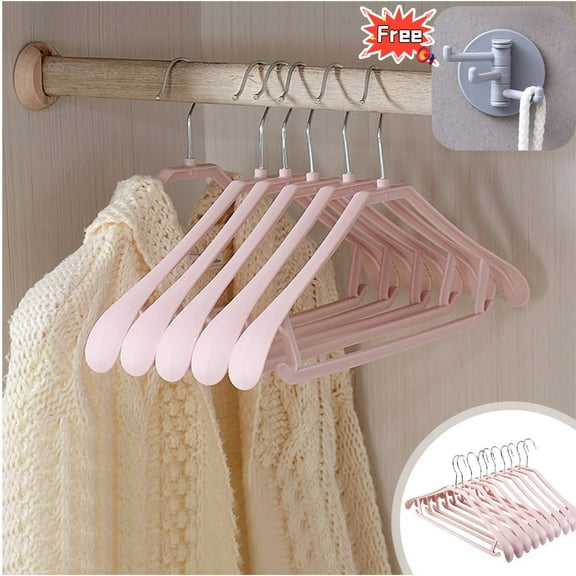 Plastic Clothes Hanger, Extra Thick Plastic Wide Shoulder Adult 360 Degrees Rotate Slip Resistant Standard Clothing Hanger Ideal for Everyday Use,10 Pack