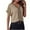 Khaki, variant on ZQUUVOU Women's Casual Printing Shirts Three Quarter Sleeve V Neck Button T-Shirt Tees Blouse Khaki