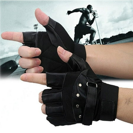 Men Soft Sheep Leather Driving Motorcycle Biker Fingerless (Best Fingerless Motorcycle Gloves)