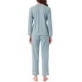 thumbnail image 3 of INSPIRAR CHIC Pijamas de Algodón para Mujeres, Conjuntos de Ropa de Dormir de Manga Larga con Pantalones y Bolsillos, XL Azul, 3 of 6