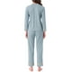 thumbnail image 3 of INSPIRAR CHIC Pijamas de Algodón para Mujeres, Conjuntos de Ropa de Dormir de Manga Larga con Pantalones y Bolsillos, 2XL Azul, 3 of 6
