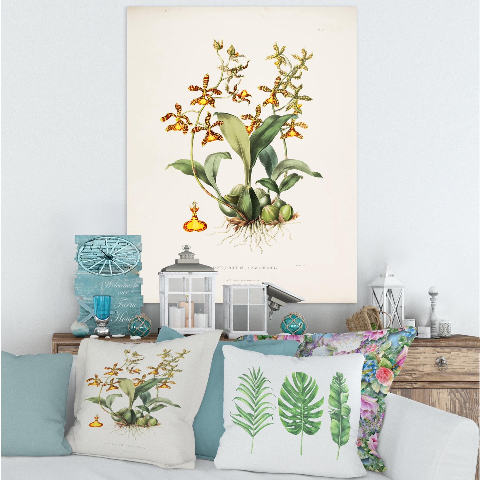 Designart ' Ancient Flower I ' Traditional Canvas Wall Art Print