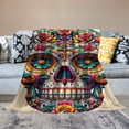 thumbnail image 2 of Orinice Sugar Skull Flowers Cross Warm Lightweight Blanket Soft Fleece Blankets All Seasons Decor Gift 40x50in, 2 of 6