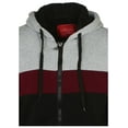 thumbnail image 2 of 9 Crowns Essentials Mens Full Zip Sherpa Lined Fleece Hoodie Jacket (Black/Burgundy/Heather, Small), 2 of 5