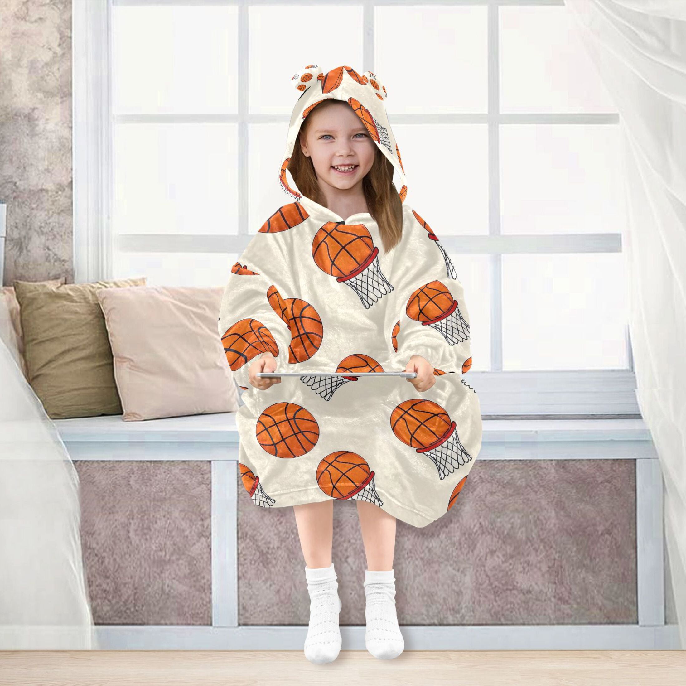 joogoo Wearable Blanket Hoodie for Basketball Flannel Sherpa Pocket 3-14 YR S