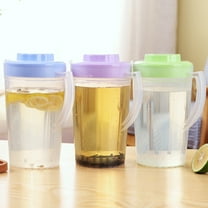 AYktou 2L Clear Plastic Pitcher with Lid and Handle, Cold Drinks Iced Tea Pitcher Milk Beverages Kettles Lemonade Bottle for Camping Picnic Home Gathering Table Drinks Juice Pitcher, Purple