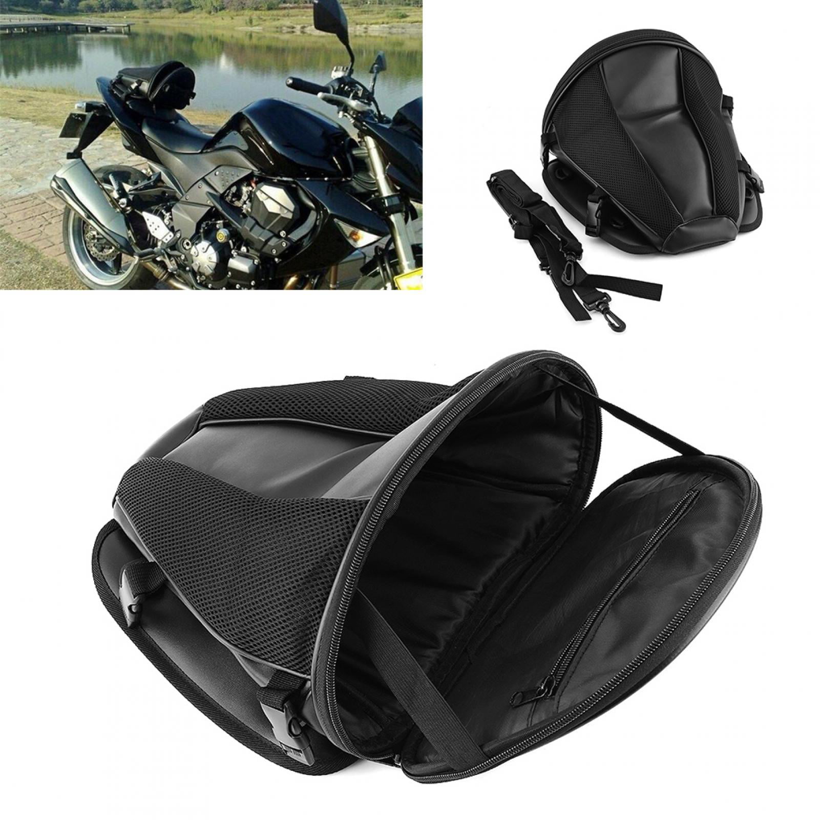 Motorcycle Tail Bag Waterproof Rear Seat Bag Luggage Bag Saddle Bags  Multifunctional PU Leather Motorcycle Bag Sports Bike 15 Liters 