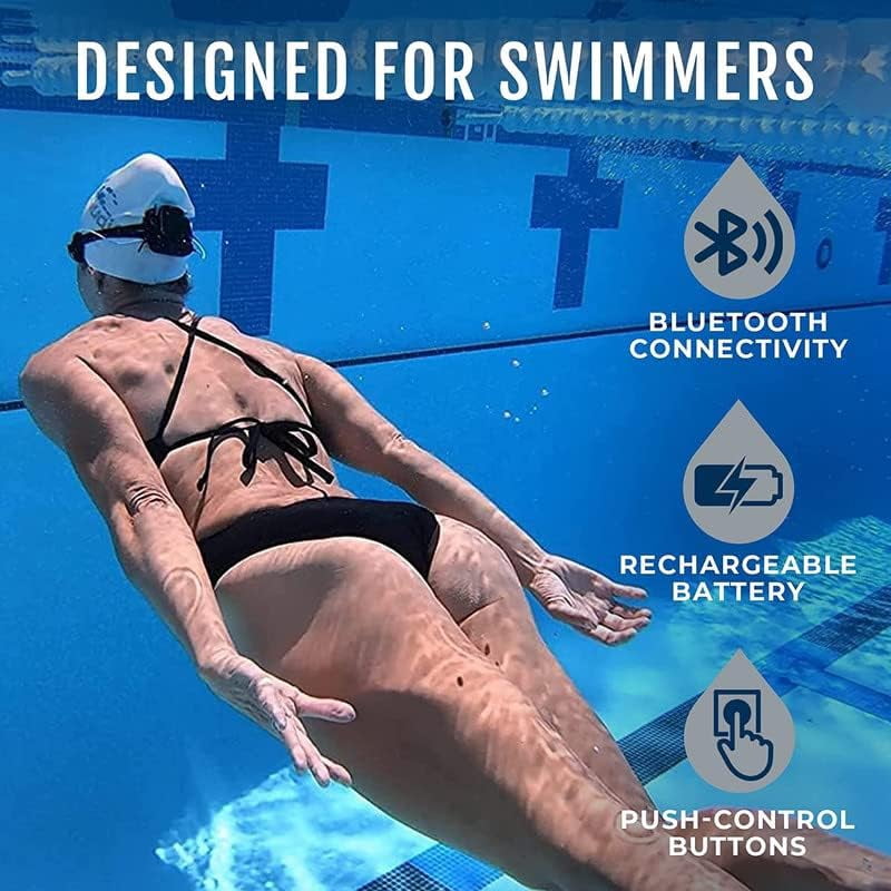 H2O Audio Interval Swim Headphones for Apple Watch – Waterproof IPX8 Swimming Earbuds with Bluetooth, 6-Hour Battery Life, Open-Ear Bone Conduction, and Goggle Loops – Blue