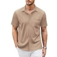 thumbnail image 6 of Baqcunre Graphic Tees Men New Men'S Casual Buckle Short Sleeved Loose Fitting Beach Roman Knit Shirt Top Short Sleeve Button Down Men Tops For Men Khaki XXL, 6 of 7