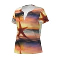thumbnail image 2 of Naloa Starfish Sunset Sea Beach Print T-Shirts Short Sleeve V Neck Tees for Women Fashion Tops Trendy Lightweight Soft Casual Summer Outfits Clothes, 2 of 5
