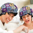 thumbnail image 6 of Shower Caps,Multicolor Ethnic Geometric Patchwork Pattern Waterproof Shower Cap for Women 4 Pieces,Double Reusable Hair Cover for Shower PEVA Elastic Stretch Hem, 6 of 7