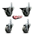 thumbnail image 2 of 3 Inch Gray Polyurethane Wheel Swivel 7/8 Inch Square Stem Caster Set 2 Brakes, 2 of 2