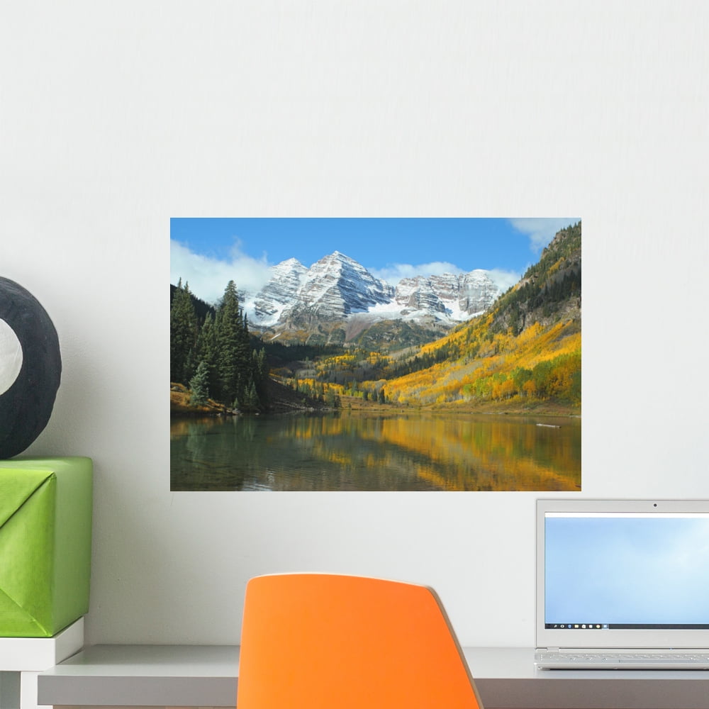 Maroon Bells Maroon Lake Wall Mural by Wallmonkeys Peel and Stick ...