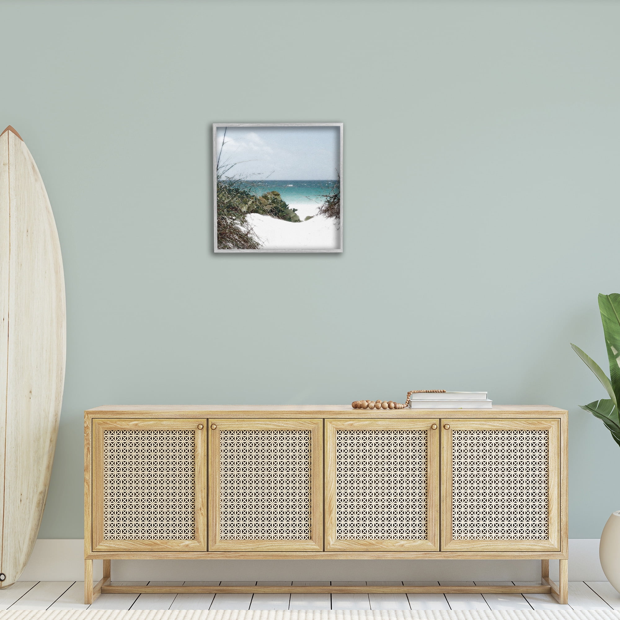 Stupell Industries Clear Beach Scenery Landscape Photography Gray Framed Art Print Wall Art, 24 x 24