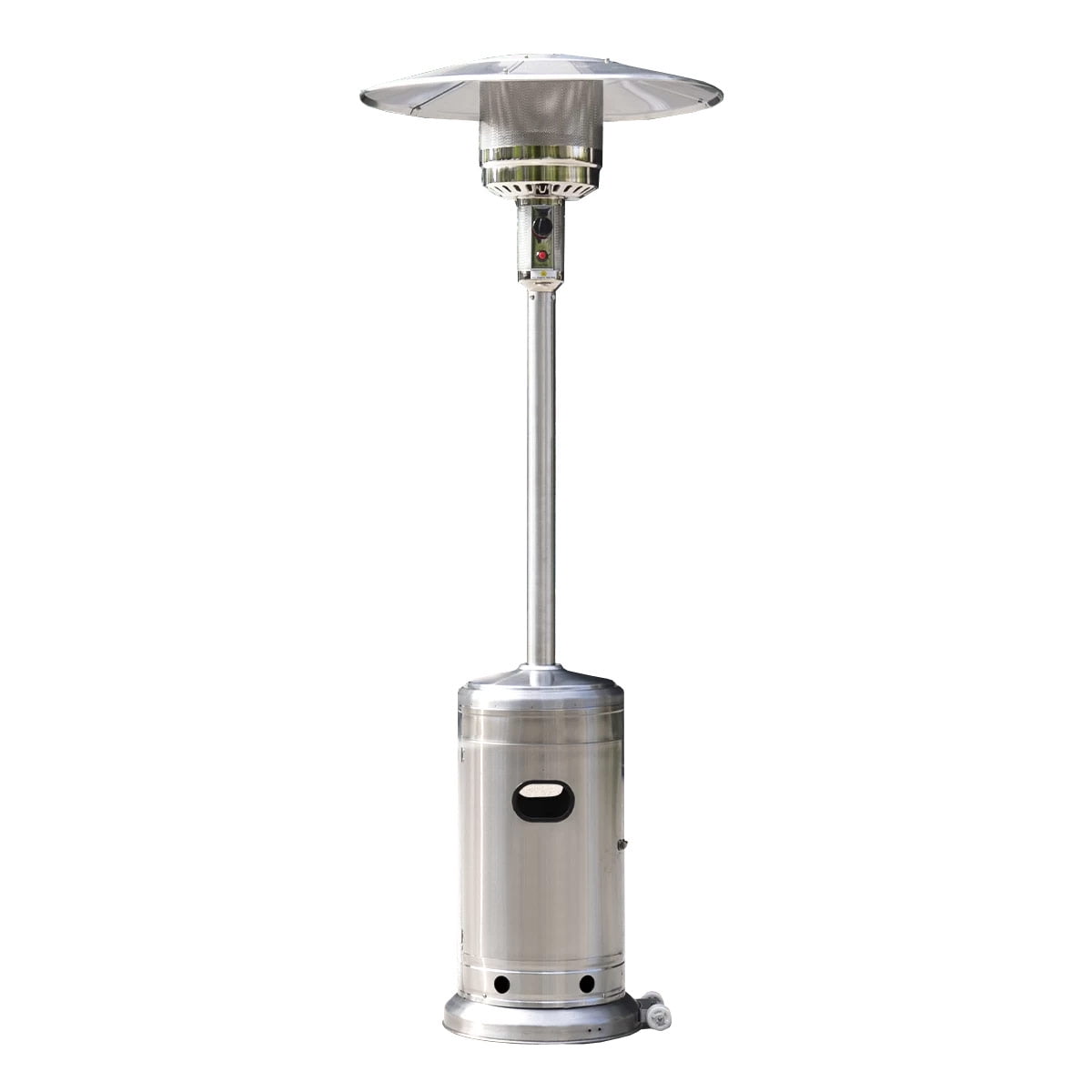 Hammered Silver/Pewter Patio Heater with Drink Table & Wheels XL-Series Natural Gas Golden Flame 45,000 BTU 