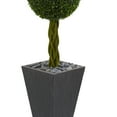 thumbnail image 3 of Nearly Natural 5 ft. Double Ball Boxwood Topiary Artificial Tree in Slate Planter UV Resistant (Indoor/Outdoor)r), 3 of 6