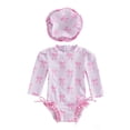 thumbnail image 2 of Girls Swimsuit Hooded Rash Guard Baby Girls Sun Swimwear Long Sleeve UPF 50+ Protection Bathing Suit Quick-Dry Beach Wear for Toddlers, 2 of 6