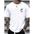 thumbnail image 1 of Sketch Style Palm Tree Pattern Top Casual Mid Stretch Short Sleeve Crew Neck Graphic T-shirt, Men's Tee For Summer Outdoor Tee For Adult, Men, Women, Teen, Teenager, Adolescent, Youth, 1 of 7