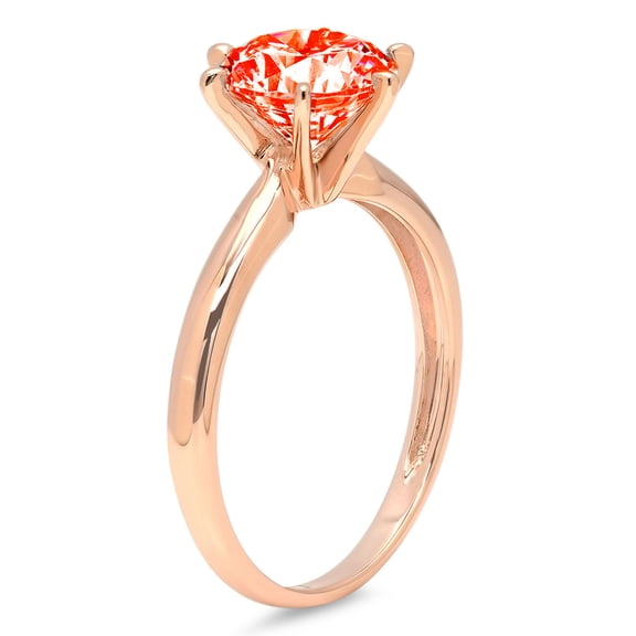 1 ct Round Cut Simulated Red Diamond Solitaire Engagement Ring for Women in 18K Rose Gold