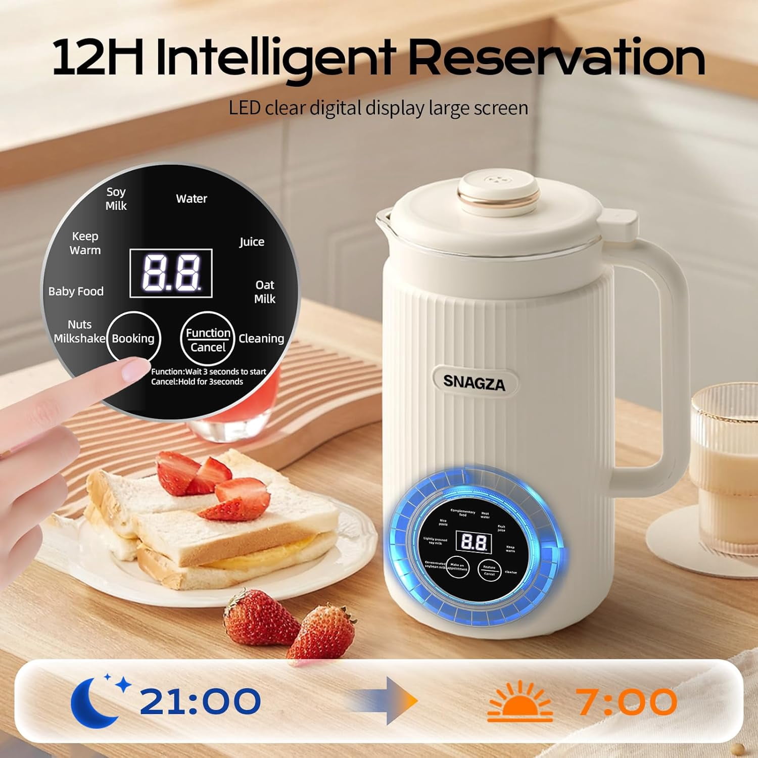 High-speed blender. 8-In-1 Multifunctional Nut And Milk Maker, 12-Hour Timer/6-Hour Keep-Warm Function, One-Button Self-Cleaning. For Making Almond Milk, Oat Milk, Soy Milk, Smoothies, and Juices.
